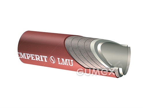 Potravinová tlakonasávacia hadica na tekuté požívatiny LMU, 32/48mm, 96% lieh, 12bar/-0,5bar, UPE/SBR-NR-EPDM, -35°C/+95°C (krátkodobo +130°C), červená